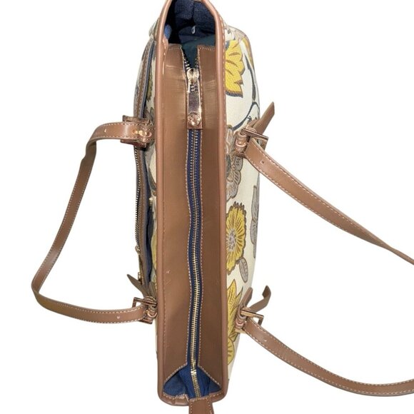 Sparrtina 449 Daufuskie Island Leather Purse Shoulder Bag Floral Yellow Brown - Picture 10 of 14